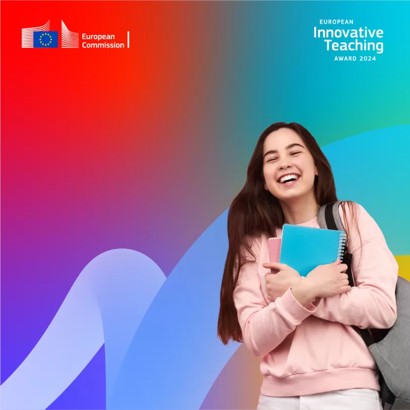 European Innovative Teaching Award 2024 met een meisje die een boek vasthoudt