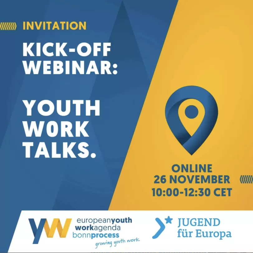 Uitnodiging voor het "Youth Work Talks" webinar op 26 november, online van 10:00-12:30 CET.